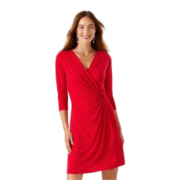 NWT New Tommy Bahama Clara Carmela 3/4 Sleeve Dress in Tango Red Size XL - Picture 1 of 10